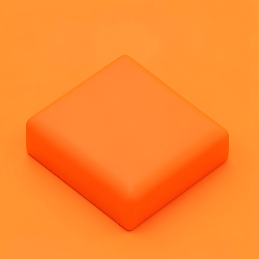 Isometric 3D render of a cabinet press riveting setup in muted blue-grey and warm amber on white, editorial feel.