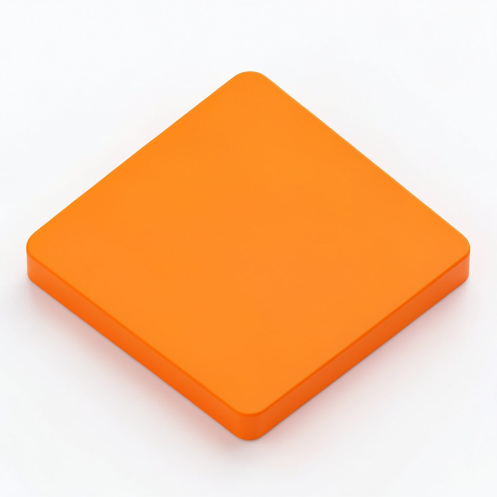 Isometric 3D render of a servo press head in cool grey and warm amber tones on a white background, technical mood.