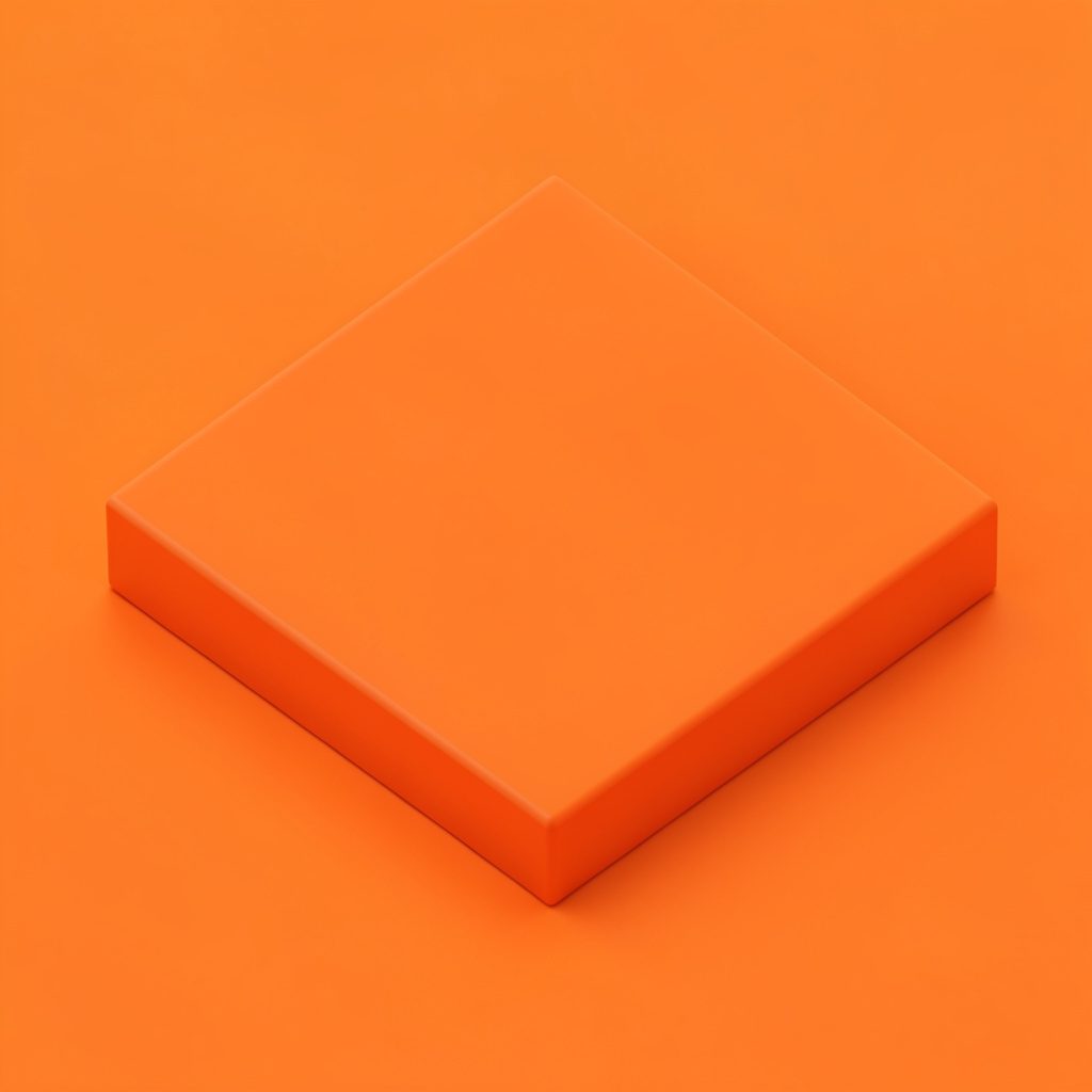 Isometric 3D render of a press fitting unit in muted blue and orange tones on a clean white surface.