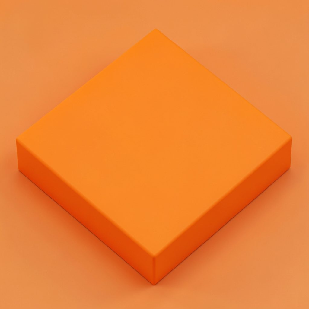 Isometric 3D render of a heavy-duty press riveting column in steel-blue and orange on a clean white backdrop.