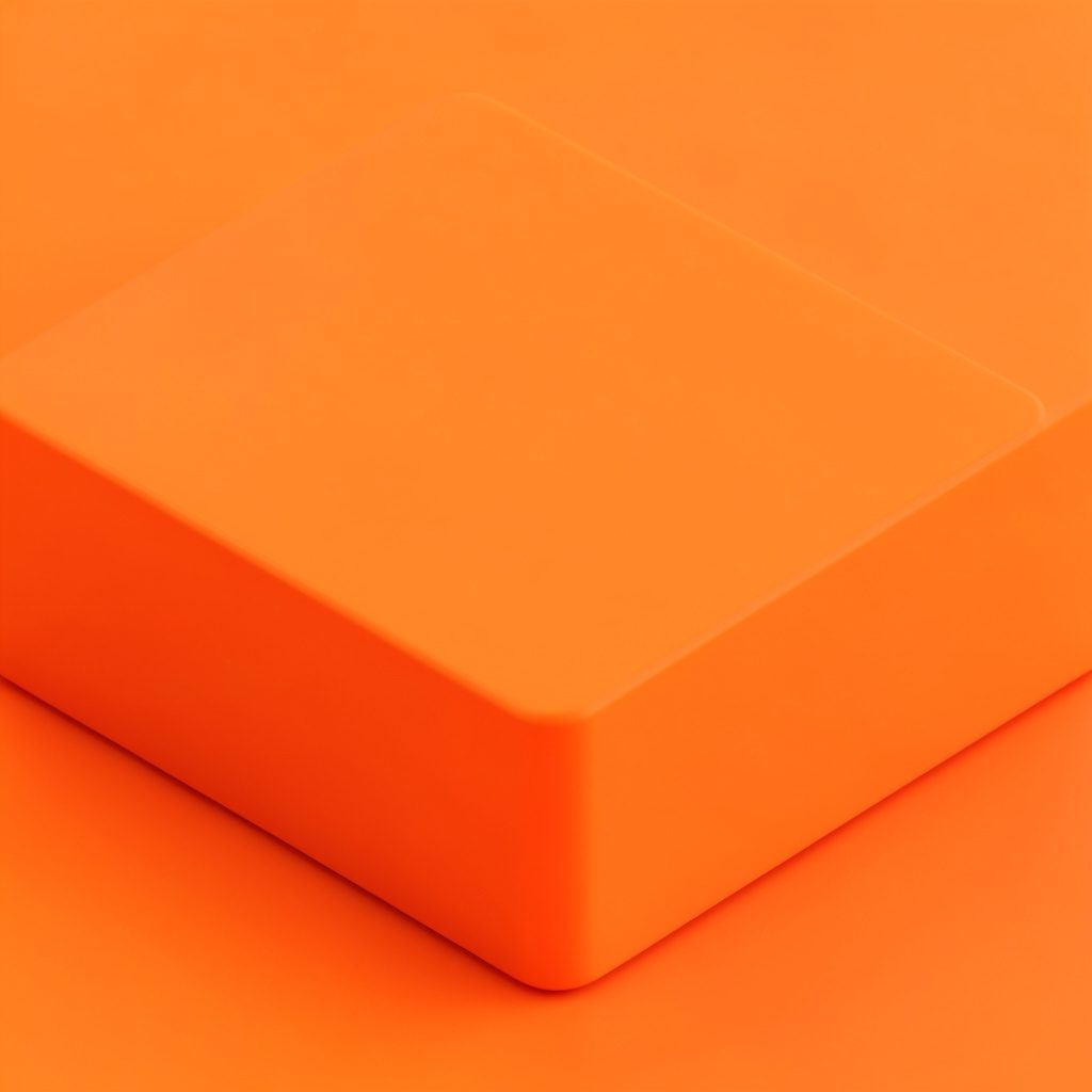 Isometric 3D render of a self-piercing riveting cell in cool blue-grey and warm amber on a white background.